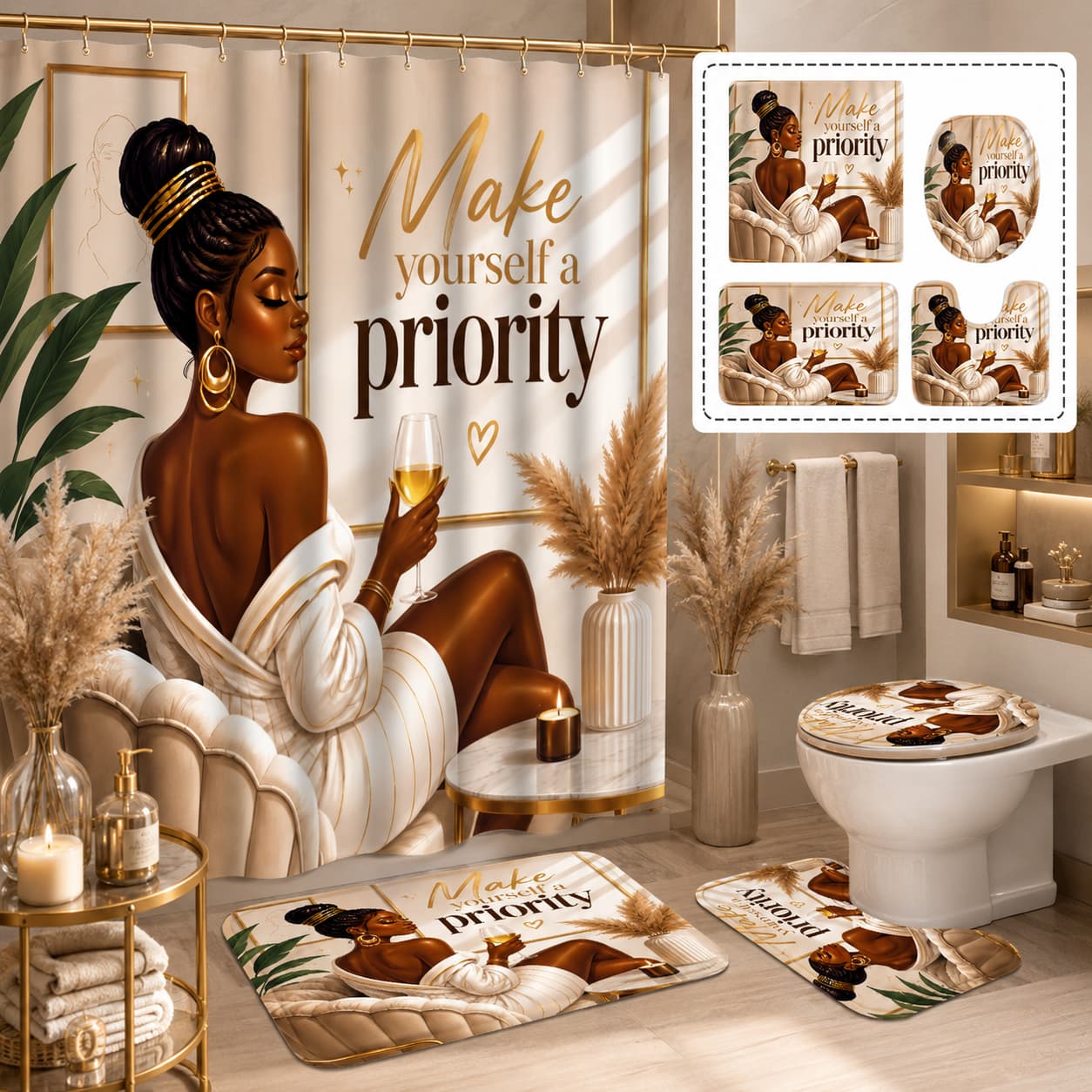 Home Toilet Bathroom Design - Conjunto de 4 Peças de Cortina