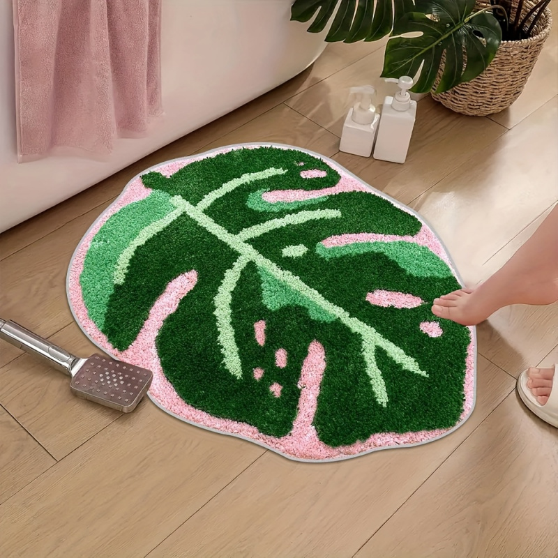 Zara Home Bathroom Mat - VIKAMA Tapete de pelúcia com folhas