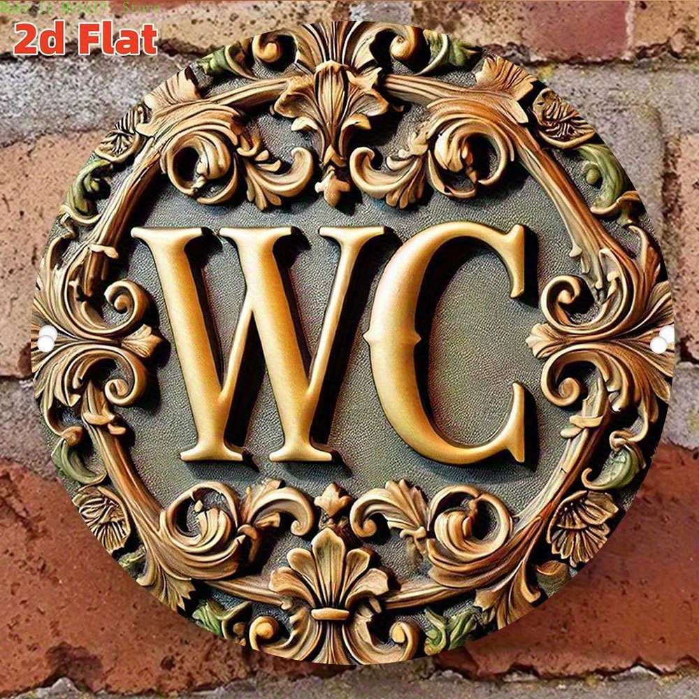 Home Bathroom Signs - Placa de Metal Redonda Vintage 2D