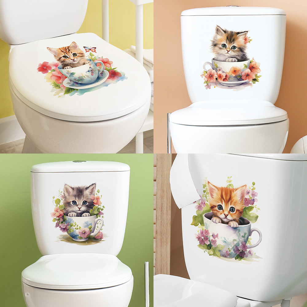 Bonito xícara de chá gato flor - Home Bathroom Wall Tiles avaliação e preço