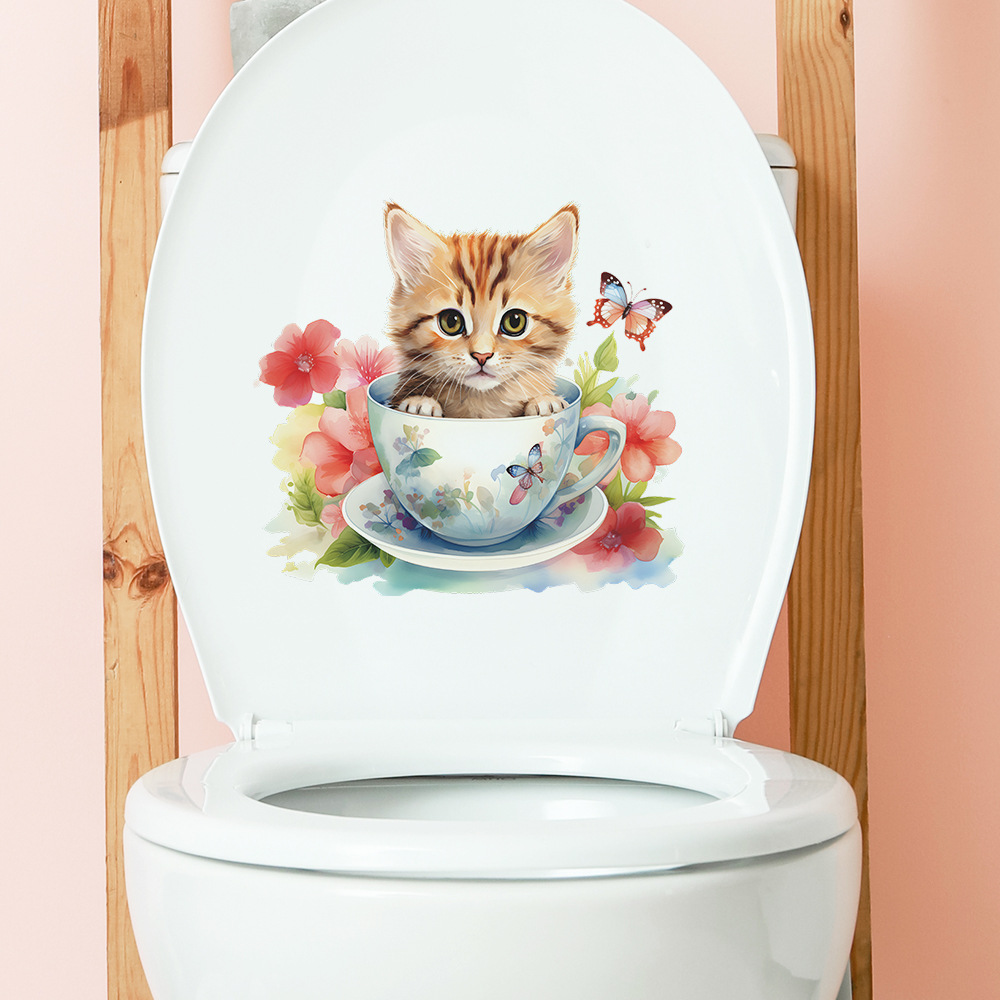 Bonito xícara de chá gato flor - Home Bathroom Wall Tiles avaliação e preço