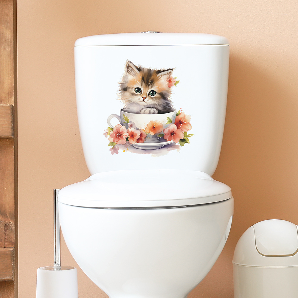 Bonito xícara de chá gato flor - Home Bathroom Wall Tiles avaliação e preço
